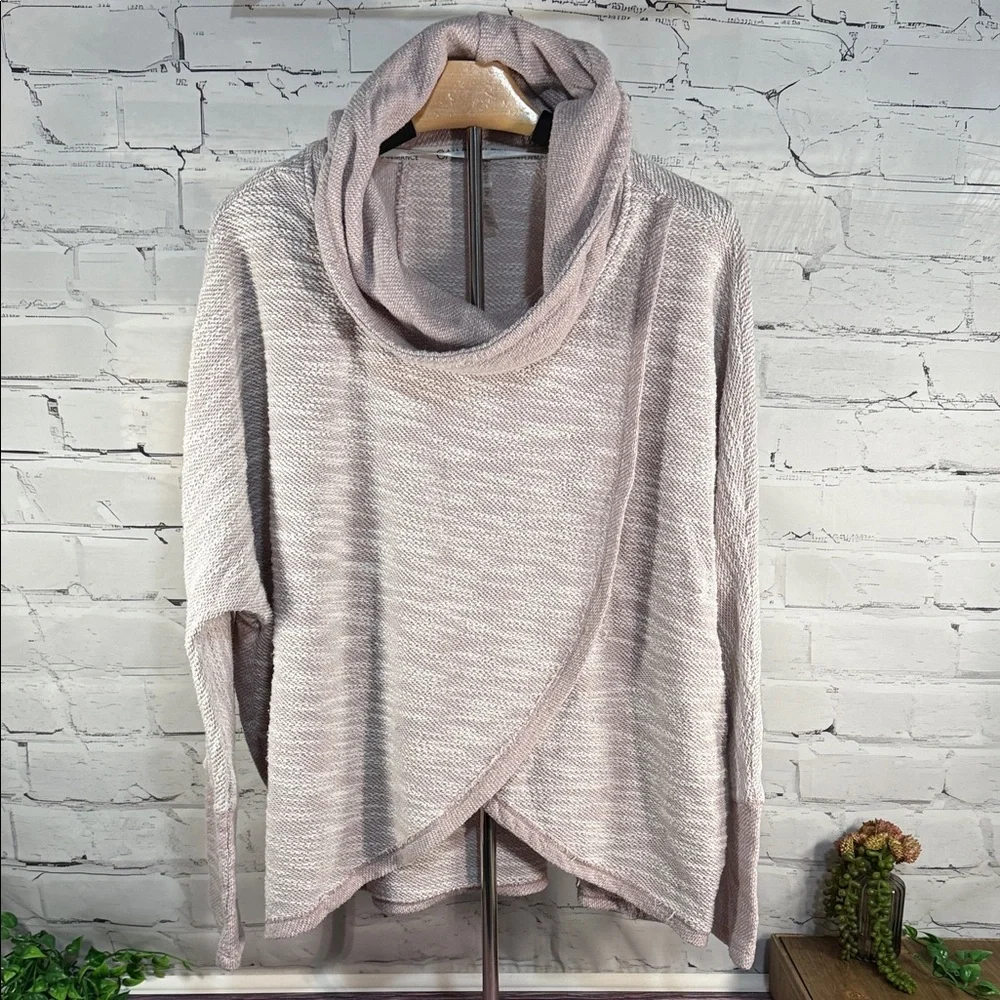 Calvin Klein Performance Cowl Tunnel Neck Tulip Wrap Sweater in Heathered Pink‎